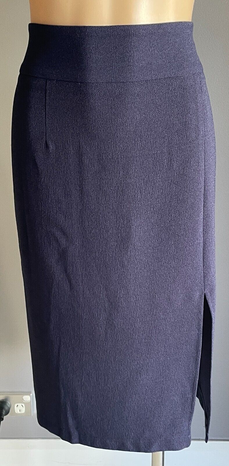 SES Skirt Straight Midi Length w Front Slit Blue Ladies Size 14 could fit 10 12