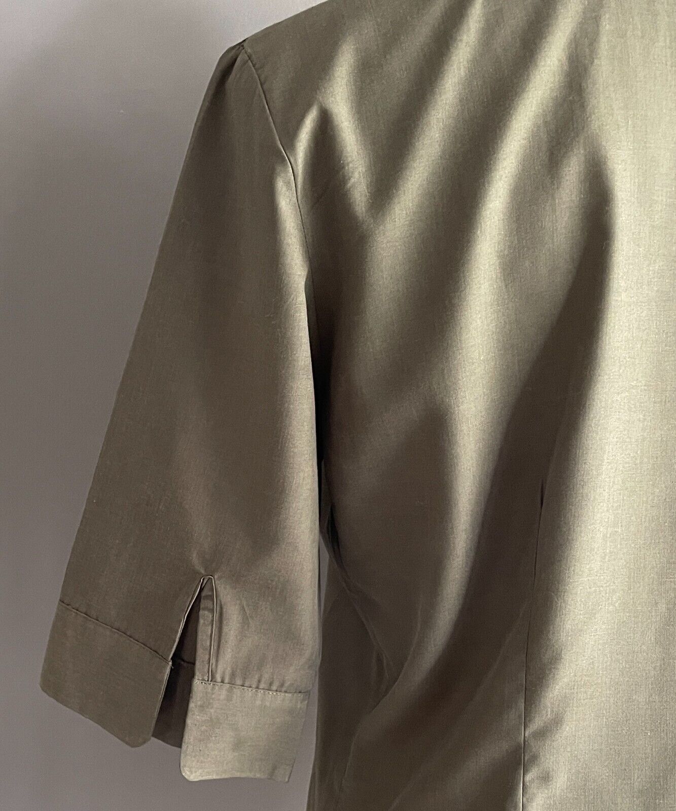 SES Top Shirt Button Front Khaki Green 3/4 Sleeve Blouse Size 12