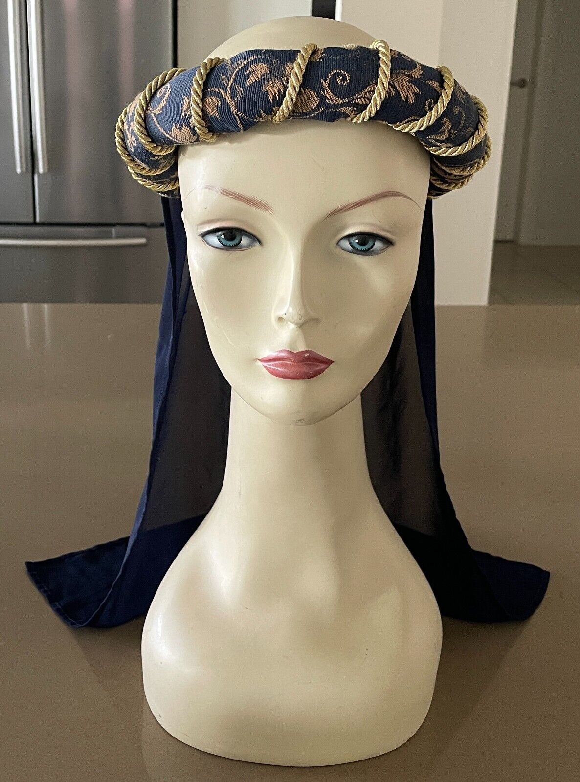 Medieval Costume Handmade Quality 2 Piece Navy & Gold Cos Play Size 18 Maiden