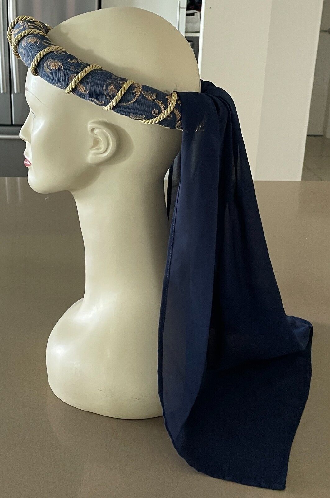 Medieval Costume Handmade Quality 2 Piece Navy & Gold Cos Play Size 18 Maiden