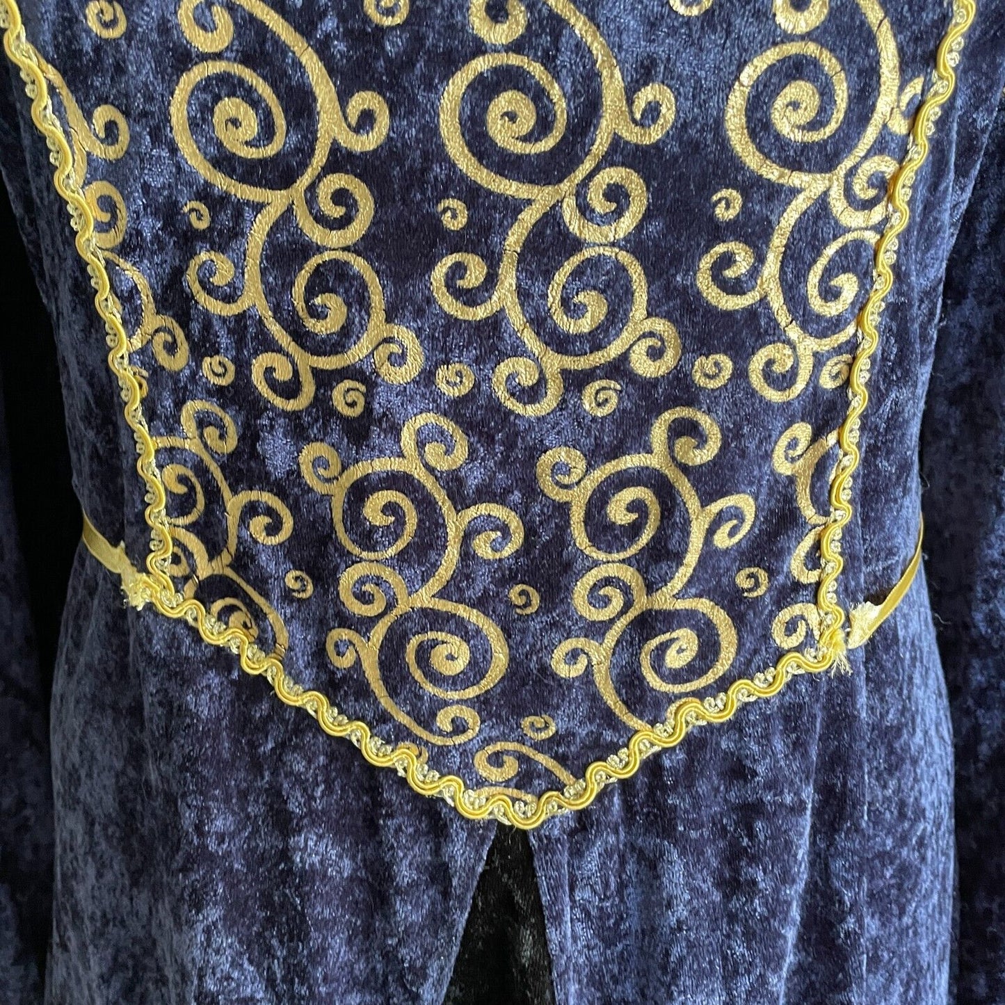 Medieval Costume Handmade Quality 2 Piece Navy & Gold Cos Play Size 18 Maiden