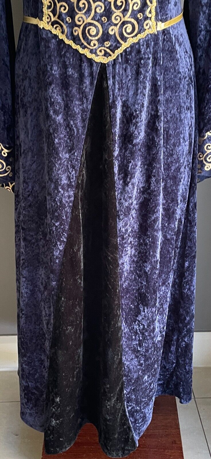 Medieval Costume Handmade Quality 2 Piece Navy & Gold Cos Play Size 18 Maiden