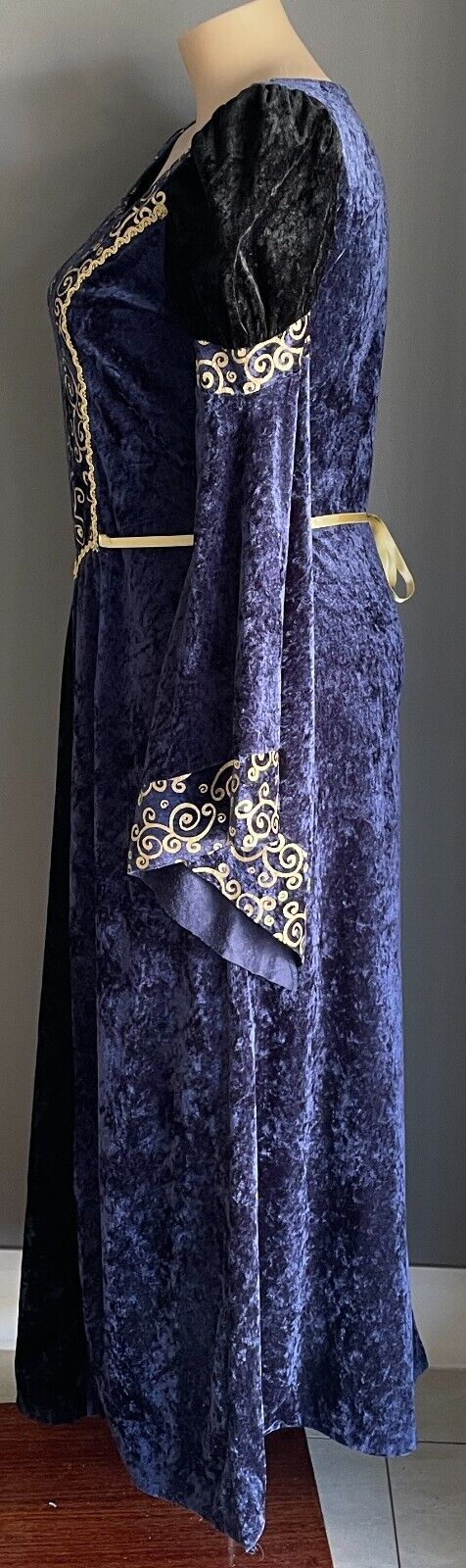 Medieval Costume Handmade Quality 2 Piece Navy & Gold Cos Play Size 18 Maiden