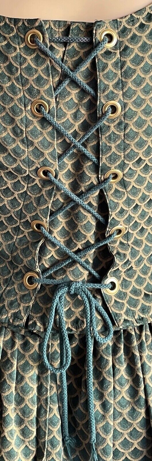 Medieval Costume Handmade Quality 3 Piece Green Gold Cos Play Damsel Size 16 18