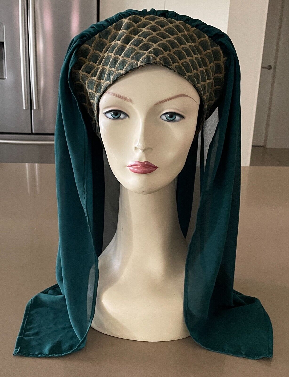 Medieval Costume Handmade Quality 3 Piece Green Gold Cos Play Damsel Size 16 18