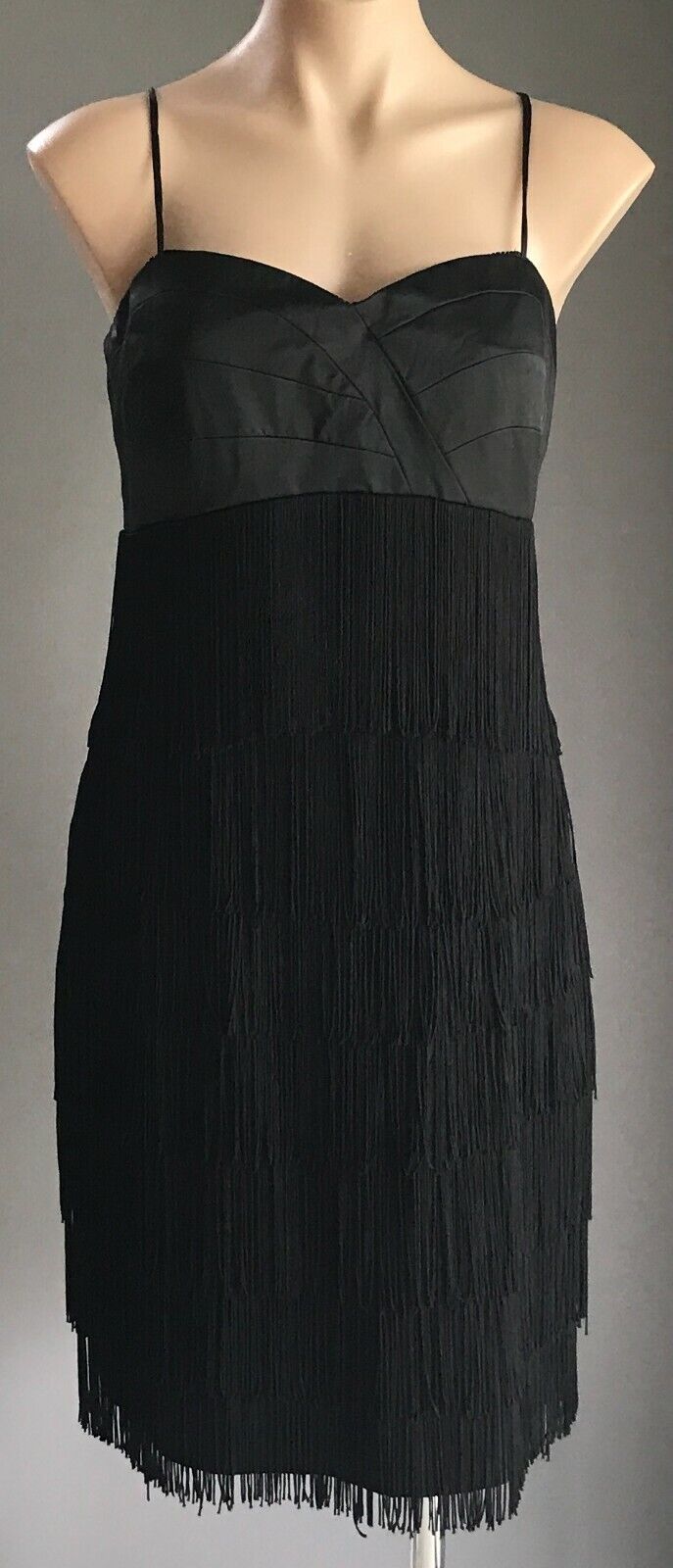 EVENTS Flapper Dress Black Sleeveless Fringed Party Costume Sz 14 1920's Style