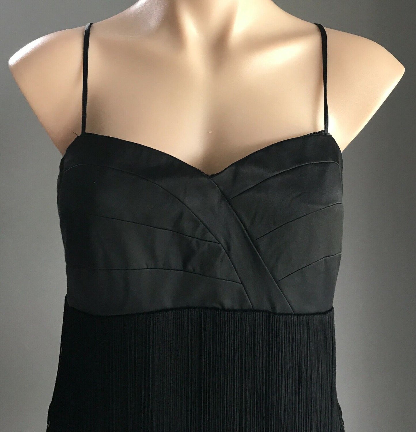 EVENTS Flapper Dress Black Sleeveless Fringed Party Costume Sz 14 1920's Style