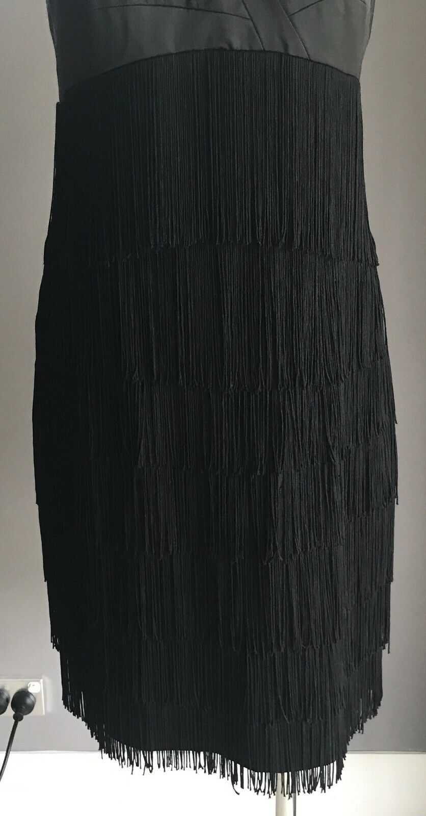 EVENTS Flapper Dress Black Sleeveless Fringed Party Costume Sz 14 1920's Style