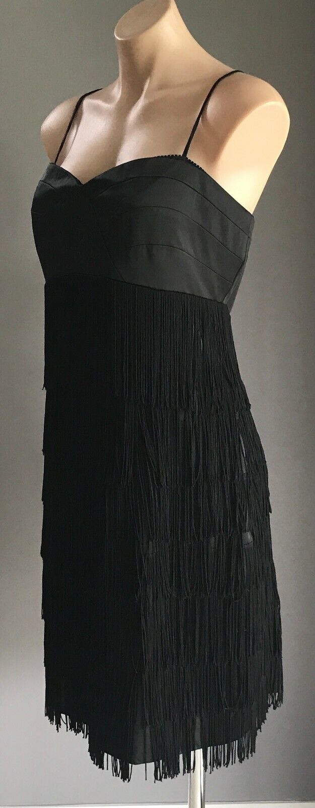EVENTS Flapper Dress Black Sleeveless Fringed Party Costume Sz 14 1920's Style