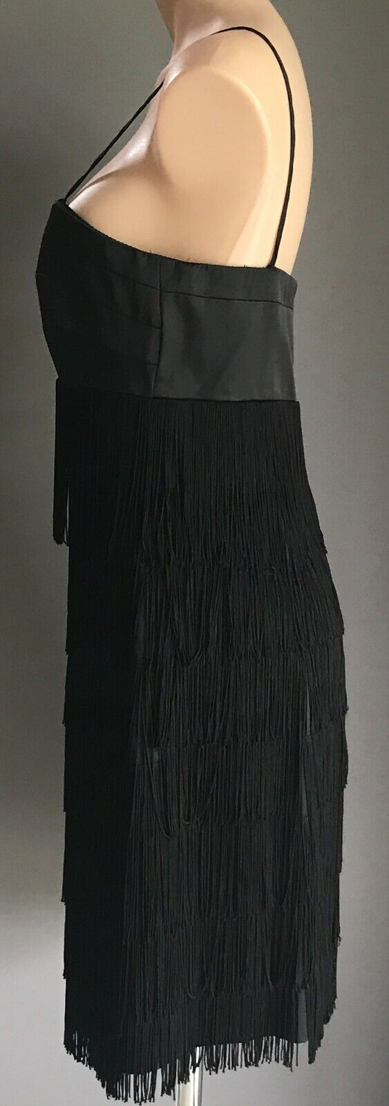 EVENTS Flapper Dress Black Sleeveless Fringed Party Costume Sz 14 1920's Style