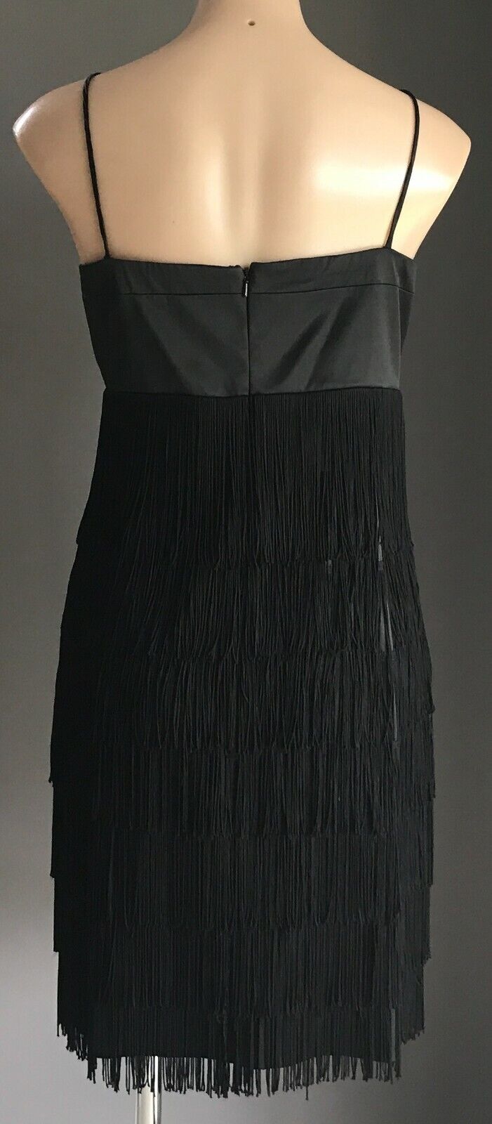 EVENTS Flapper Dress Black Sleeveless Fringed Party Costume Sz 14 1920's Style