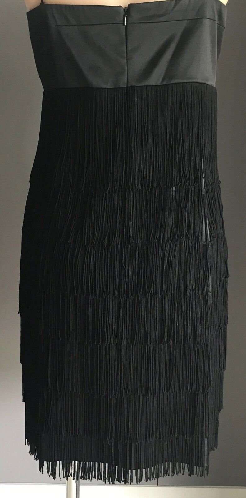 EVENTS Flapper Dress Black Sleeveless Fringed Party Costume Sz 14 1920's Style