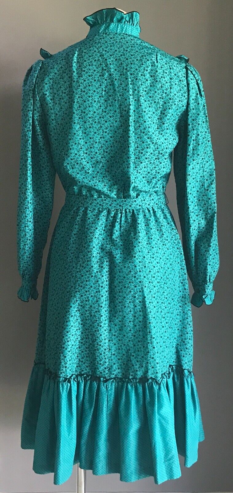 YOU AND I by MR GEORGE Dress Jade Black Floral Polka Elastic Waist Yoke Size 16
