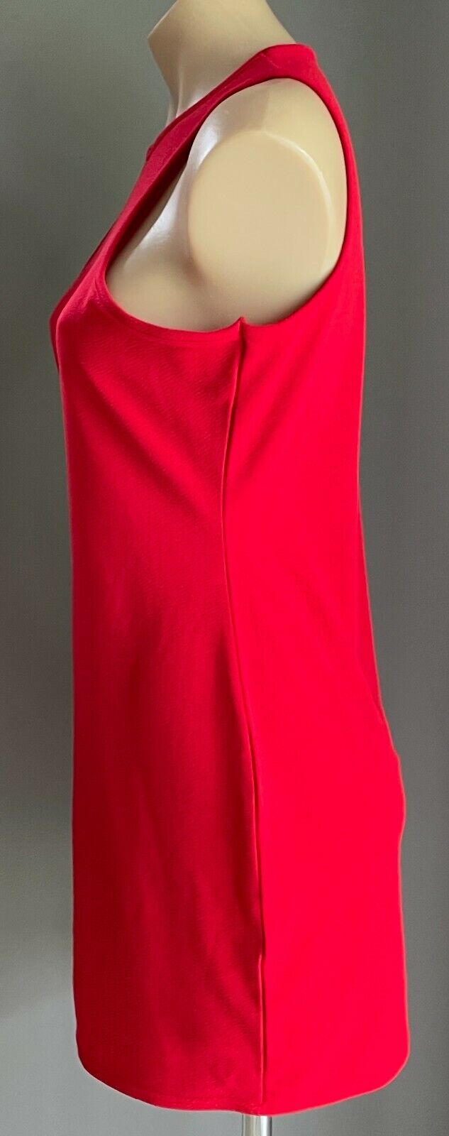 PRETTYLITTLETHING Bodycon Dress Red Sleeveless Stretch Textured Fabric Size 16