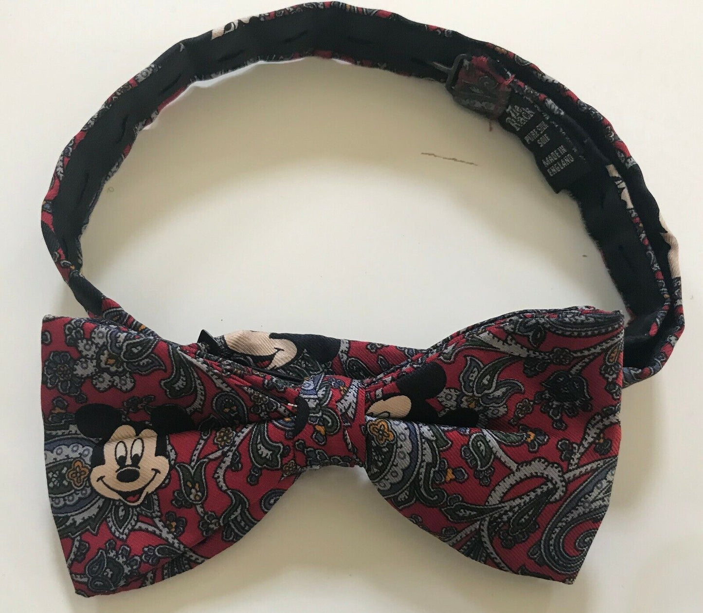 Mens Mickey Mouse TIE RACK Bow Tie Paisley Print Silk Pre-Tied Adjustable