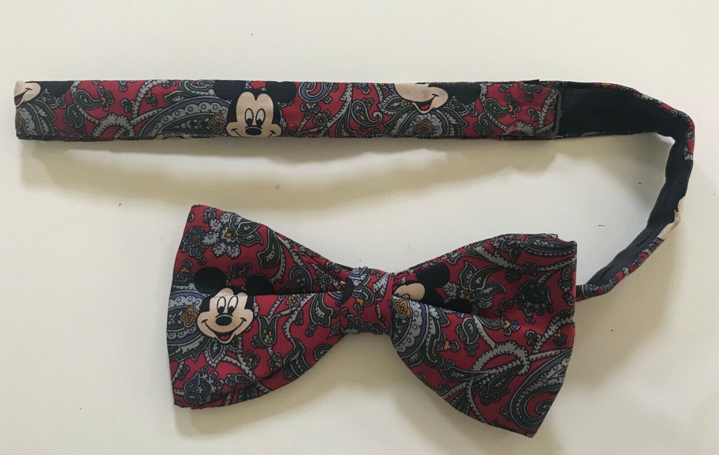Mens Mickey Mouse TIE RACK Bow Tie Paisley Print Silk Pre-Tied Adjustable
