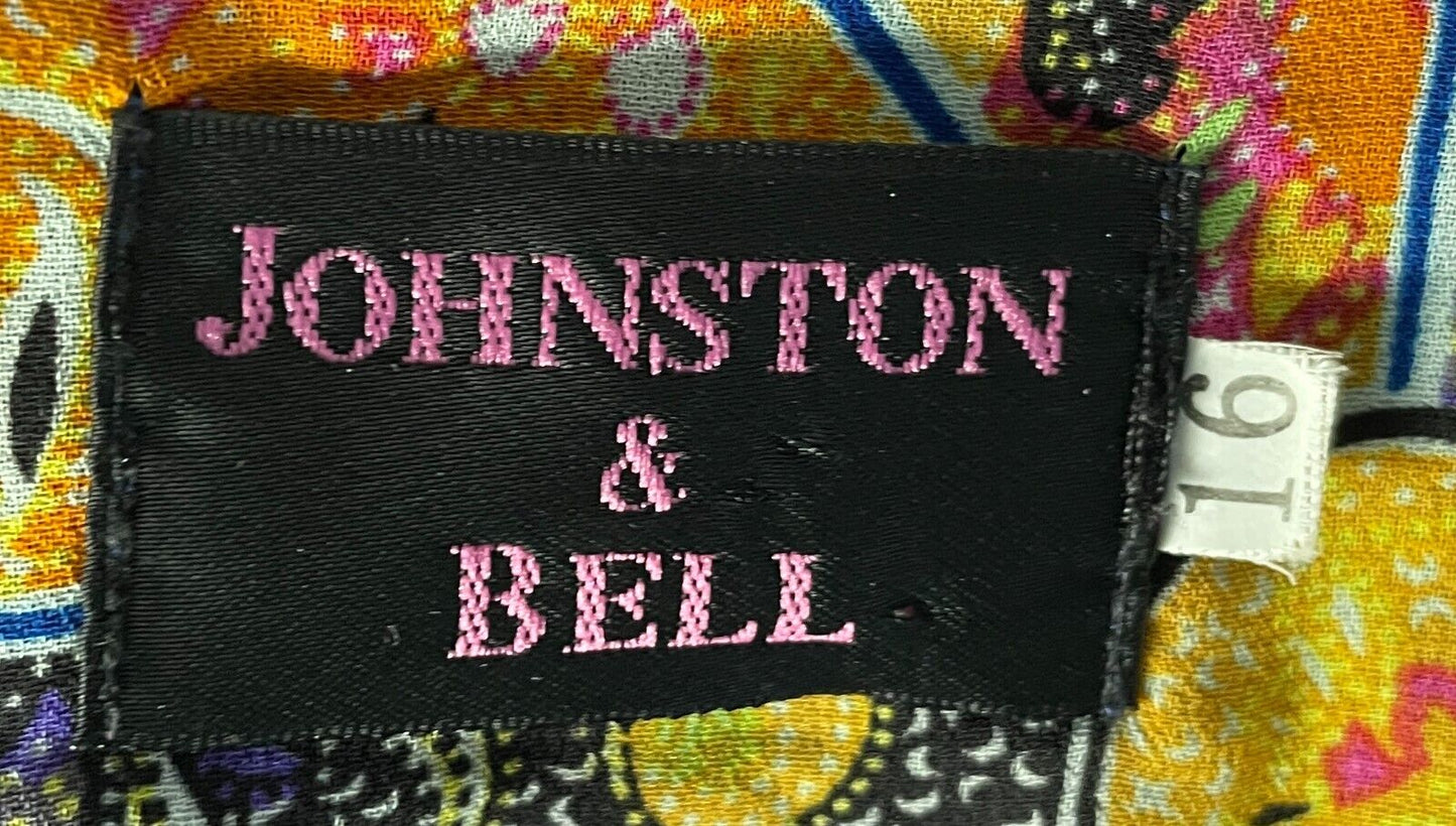 JOHNSTON & BELL Dress Blue Multicolour Extended Semi Sheer Sleeve Tie Back Sz 16