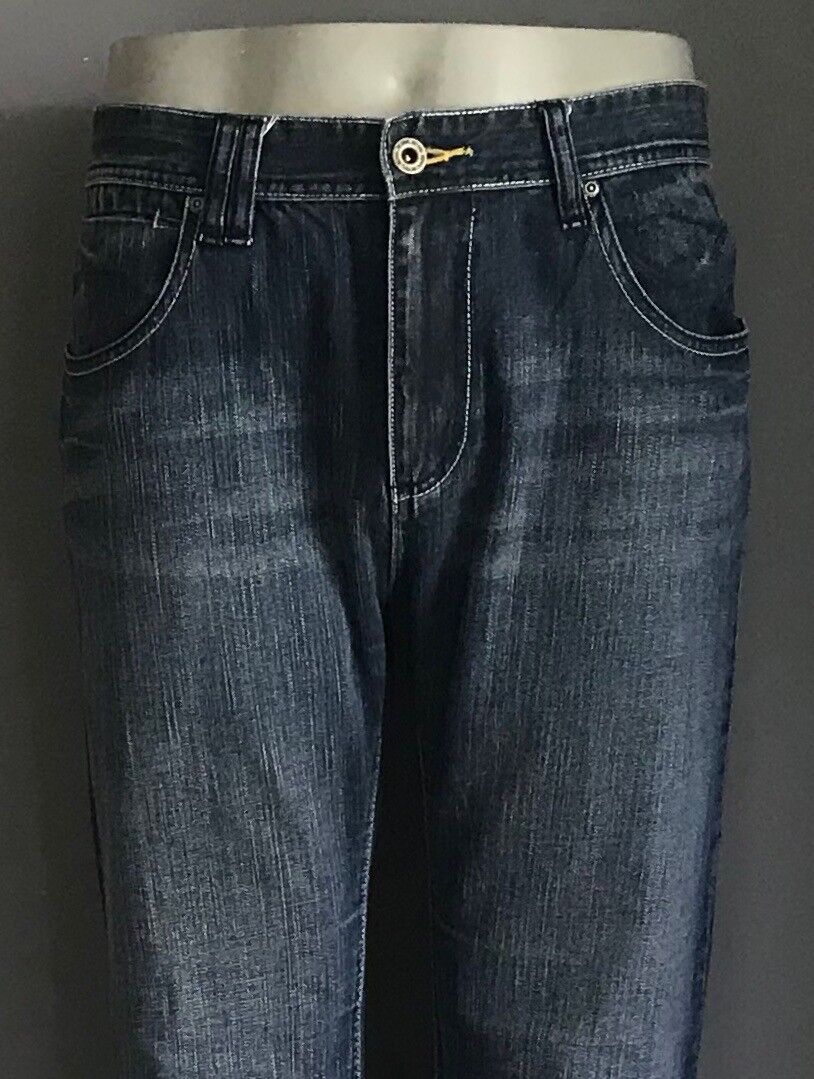 DENIAL Jeans Blue Denim Flare Leg Whiskers Ladies Size 36 Pants AU 14