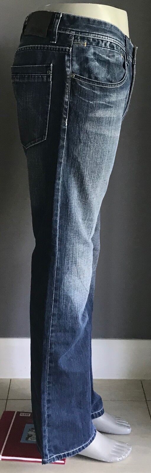DENIAL Jeans Blue Denim Flare Leg Whiskers Ladies Size 36 Pants AU 14