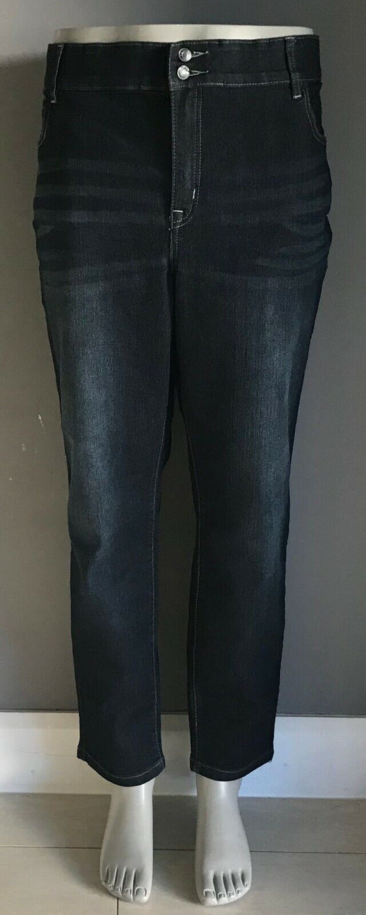 SARA Stretch Denim Jeans Dark Blue Straight Leg Pants Ladies Plus Size 22