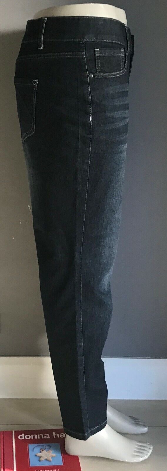 SARA Stretch Denim Jeans Dark Blue Straight Leg Pants Ladies Plus Size 22