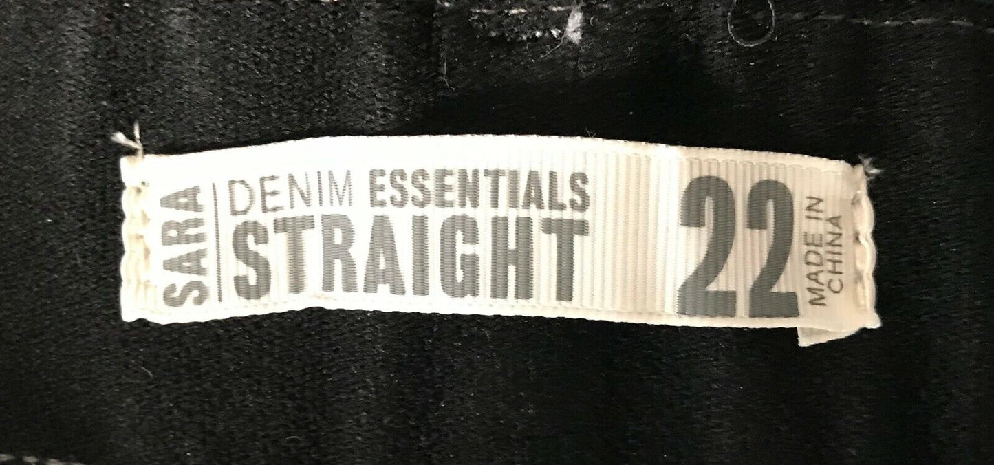SARA Stretch Denim Jeans Dark Blue Straight Leg Pants Ladies Plus Size 22