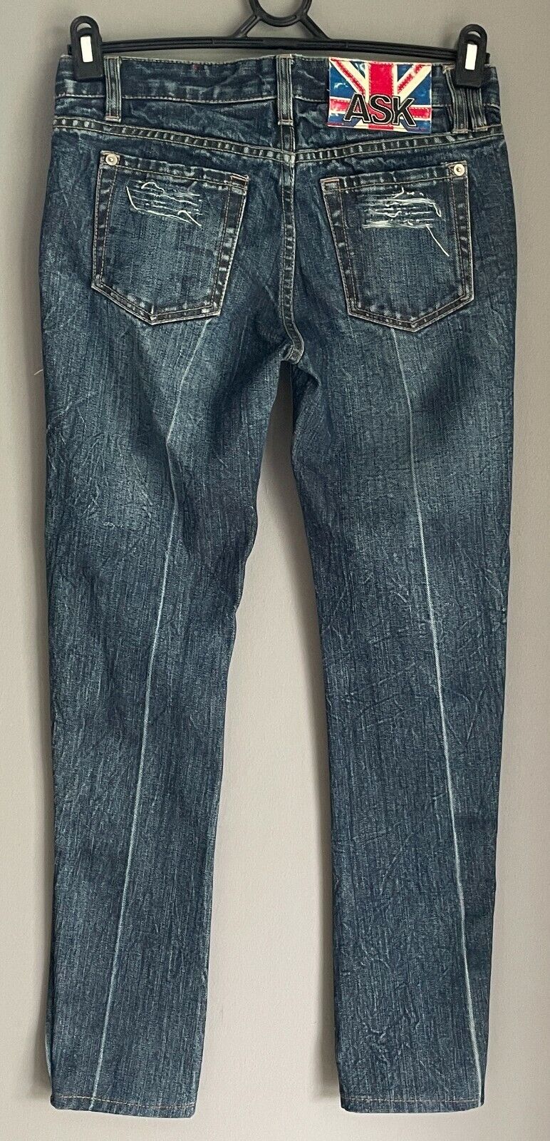 ASK Skinny Leg Jeans Blue Denim Ripped Distressed  Ladies Size 25 74cm Waist NEW