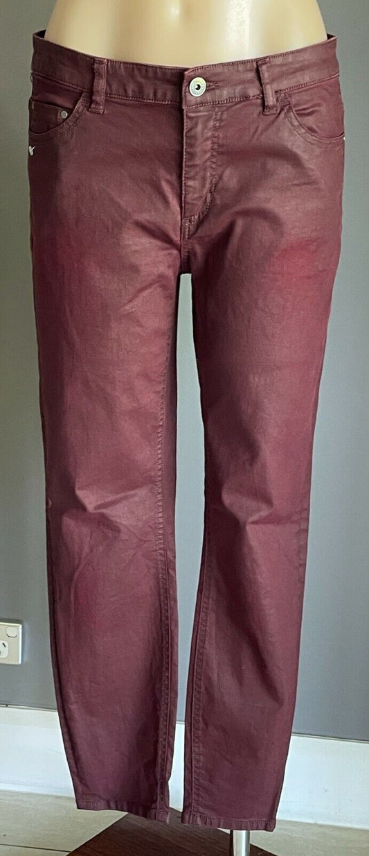 TRENERY Stretch Jeans Plum Purple Coated Slim Leg Full Length  Ladies Size 12