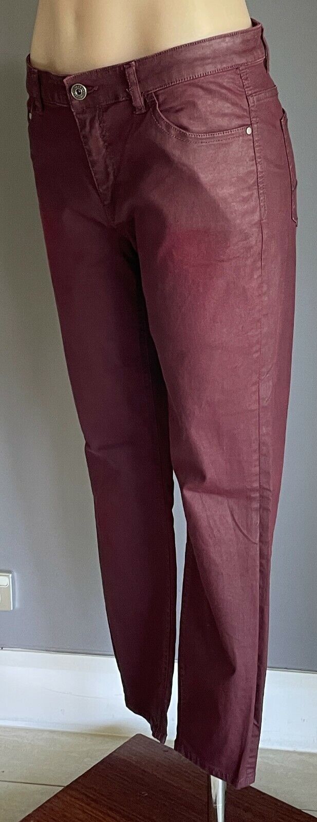 TRENERY Stretch Jeans Plum Purple Coated Slim Leg Full Length  Ladies Size 12