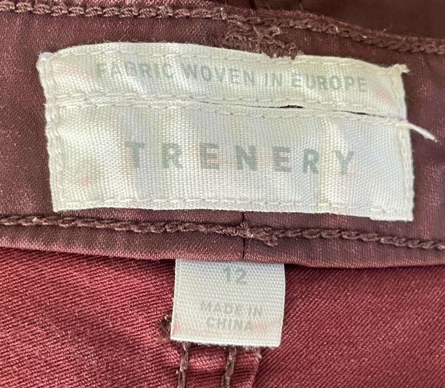 TRENERY Stretch Jeans Plum Purple Coated Slim Leg Full Length  Ladies Size 12