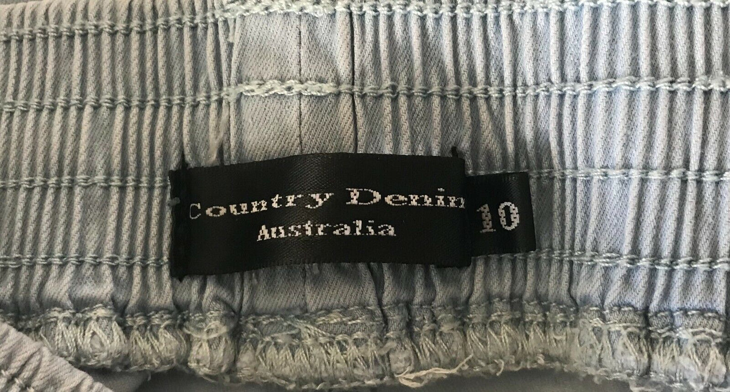 COUNTRY DENIM Australia Blue Denim Jeans Light Cargo Jogger Ankle Ladies Size 10