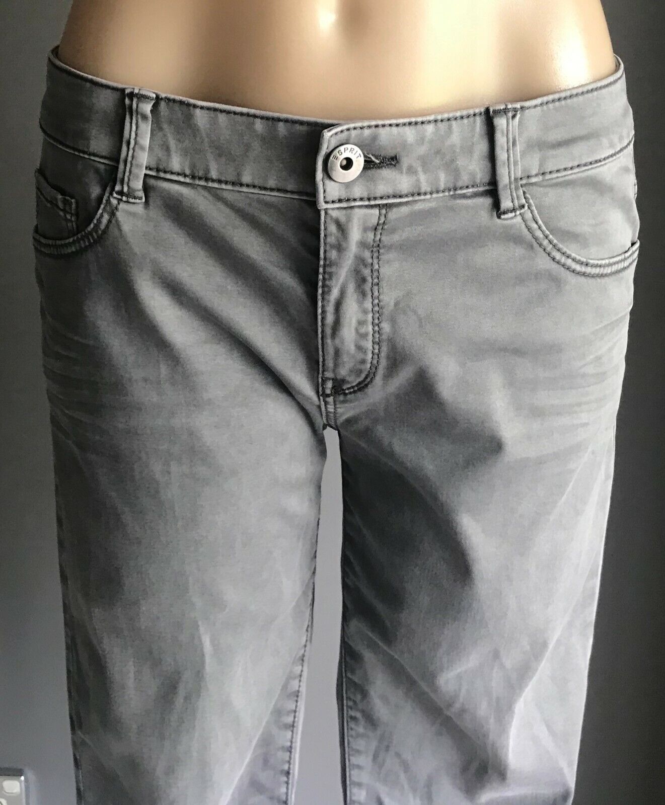 ESPRIT Crop Jeans Grey Wash Stretch Denim Skinny Leg Ladies Size 10