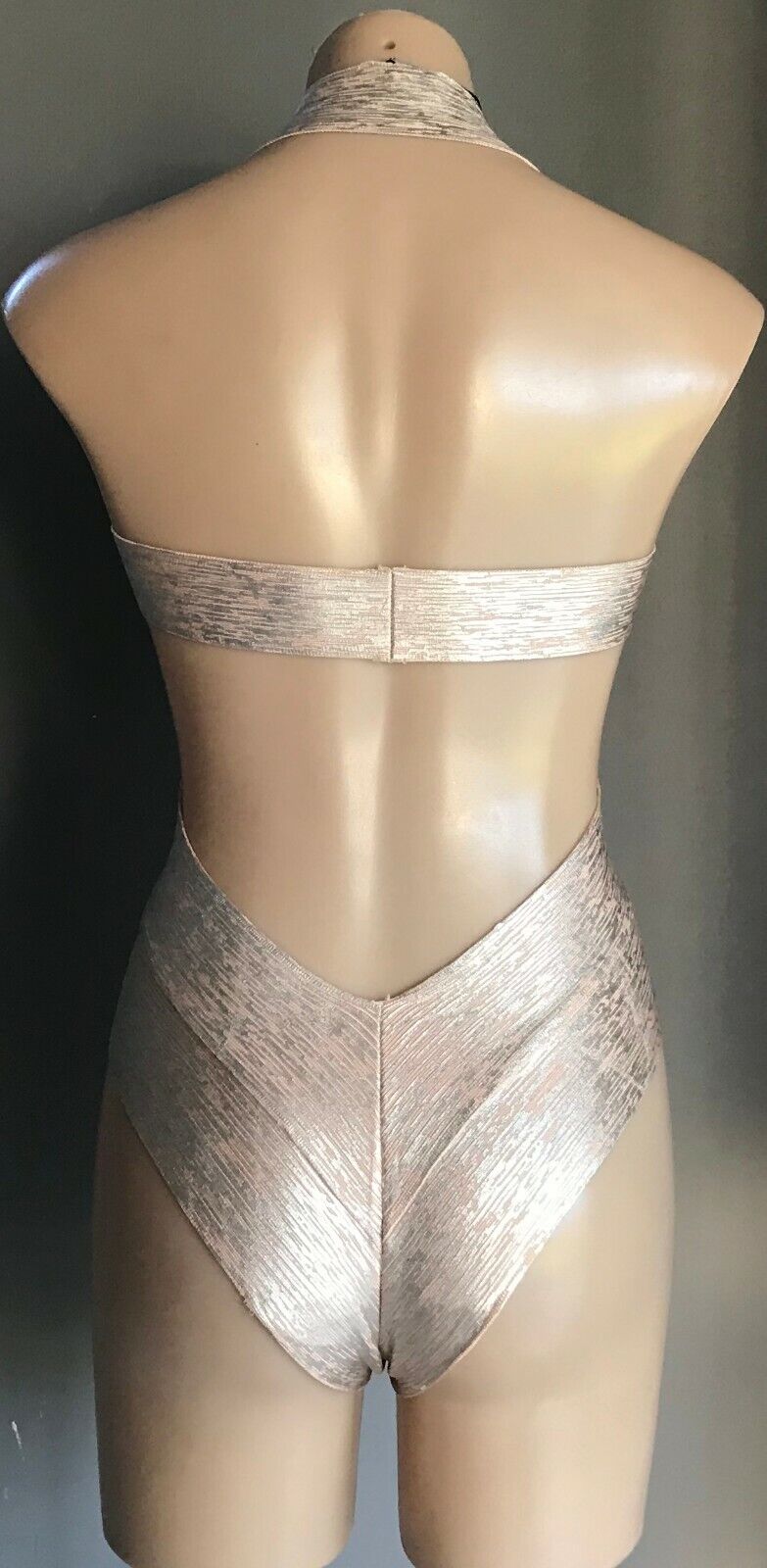 SwimSuit MISSGUIDED PEACE + LOVE Blush Pink & Silver Bandage One Piece Sz 10 NEW