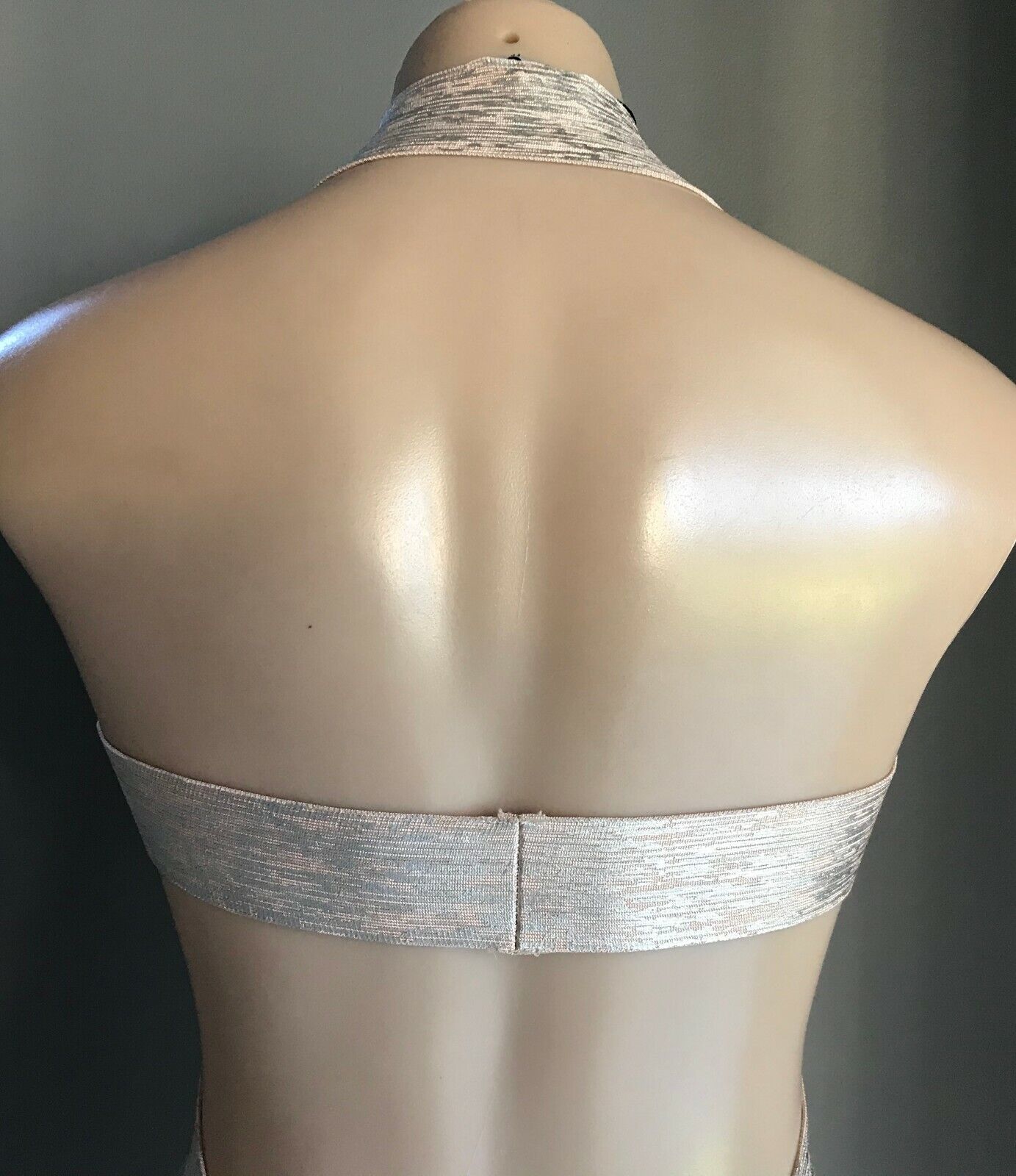 SwimSuit MISSGUIDED PEACE + LOVE Blush Pink & Silver Bandage One Piece Sz 10 NEW