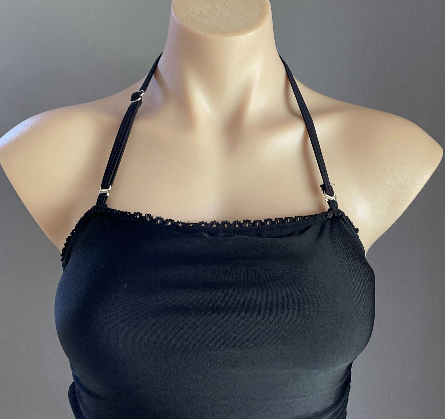 Swimsuit VICKI-VICKI Black 1 Piece Halter Neck Ruched Frill Skirt Size XL 10 NEW