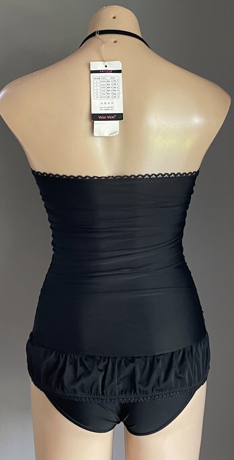 Swimsuit VICKI-VICKI Black 1 Piece Halter Neck Ruched Frill Skirt Size XL 10 NEW