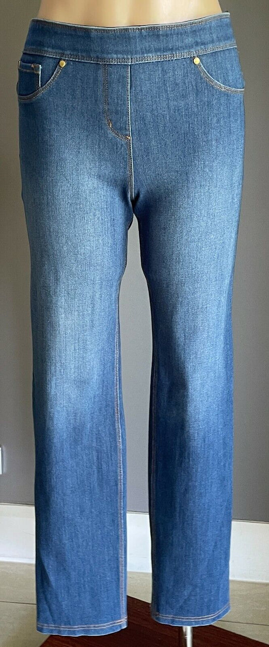 LUXE DENIM 4 WAY STRETCH Denim Jeans Blue Straight Leg Jeggings Mid Size M 12 14