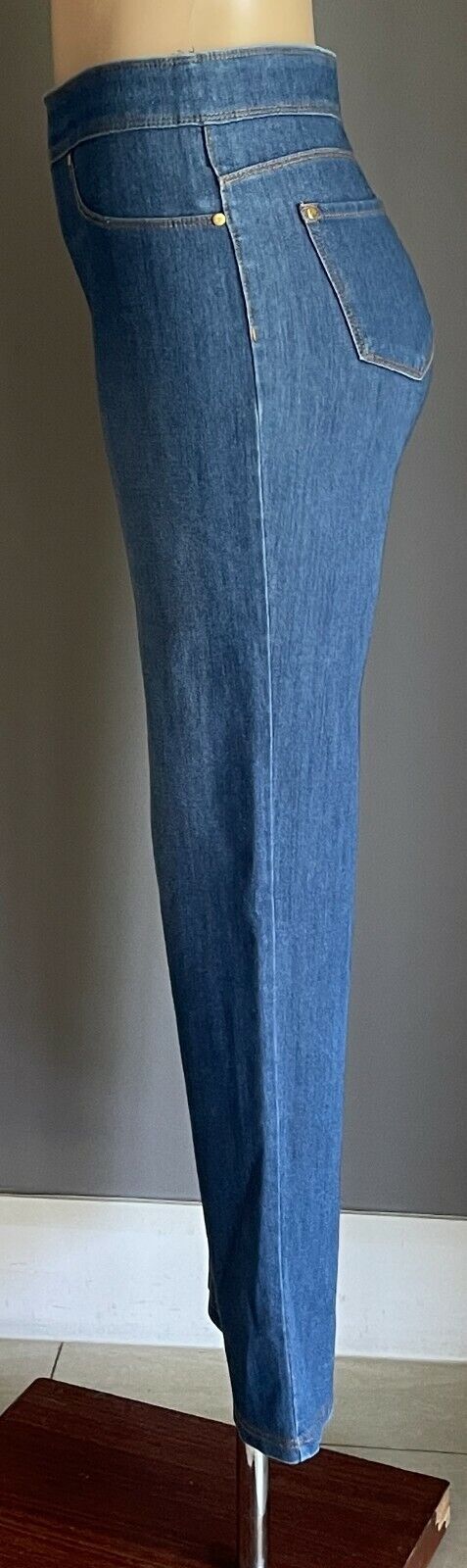 LUXE DENIM 4 WAY STRETCH Denim Jeans Blue Straight Leg Jeggings Mid Size M 12 14