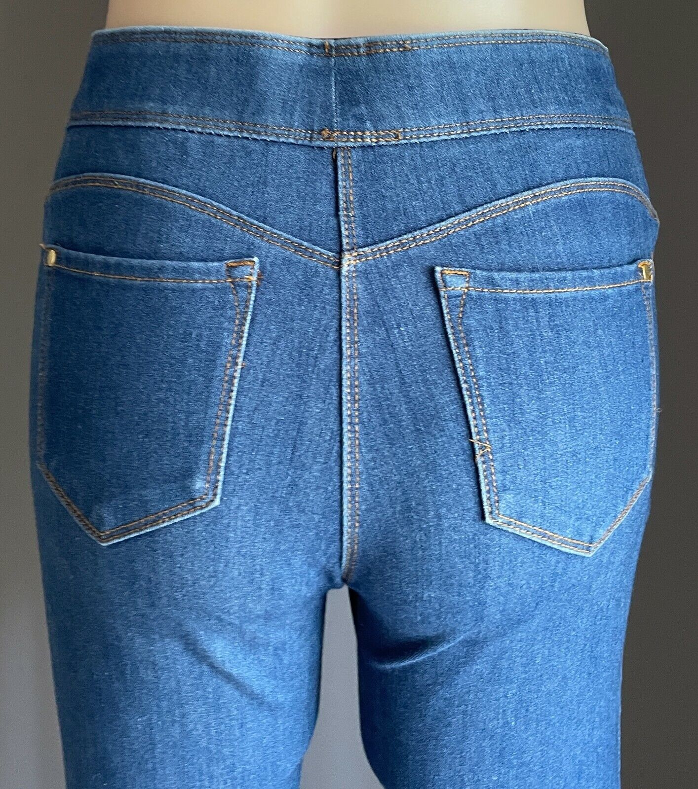 LUXE DENIM 4 WAY STRETCH Denim Jeans Blue Straight Leg Jeggings Mid Size M 12 14