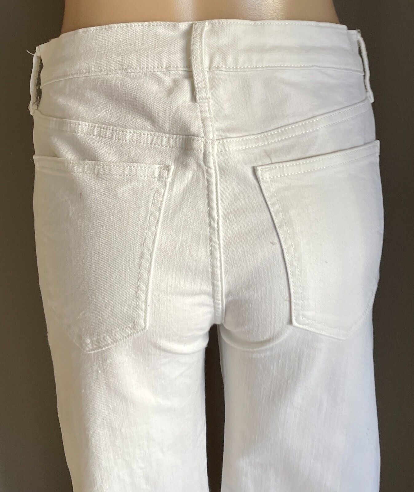 OLD NAVY "Perfect Straight" Leg White Stretch Denim Jeans Fray Hem Size 8/AU12