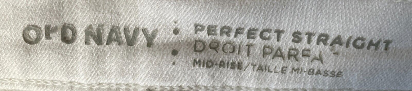OLD NAVY "Perfect Straight" Leg White Stretch Denim Jeans Fray Hem Size 8/AU12