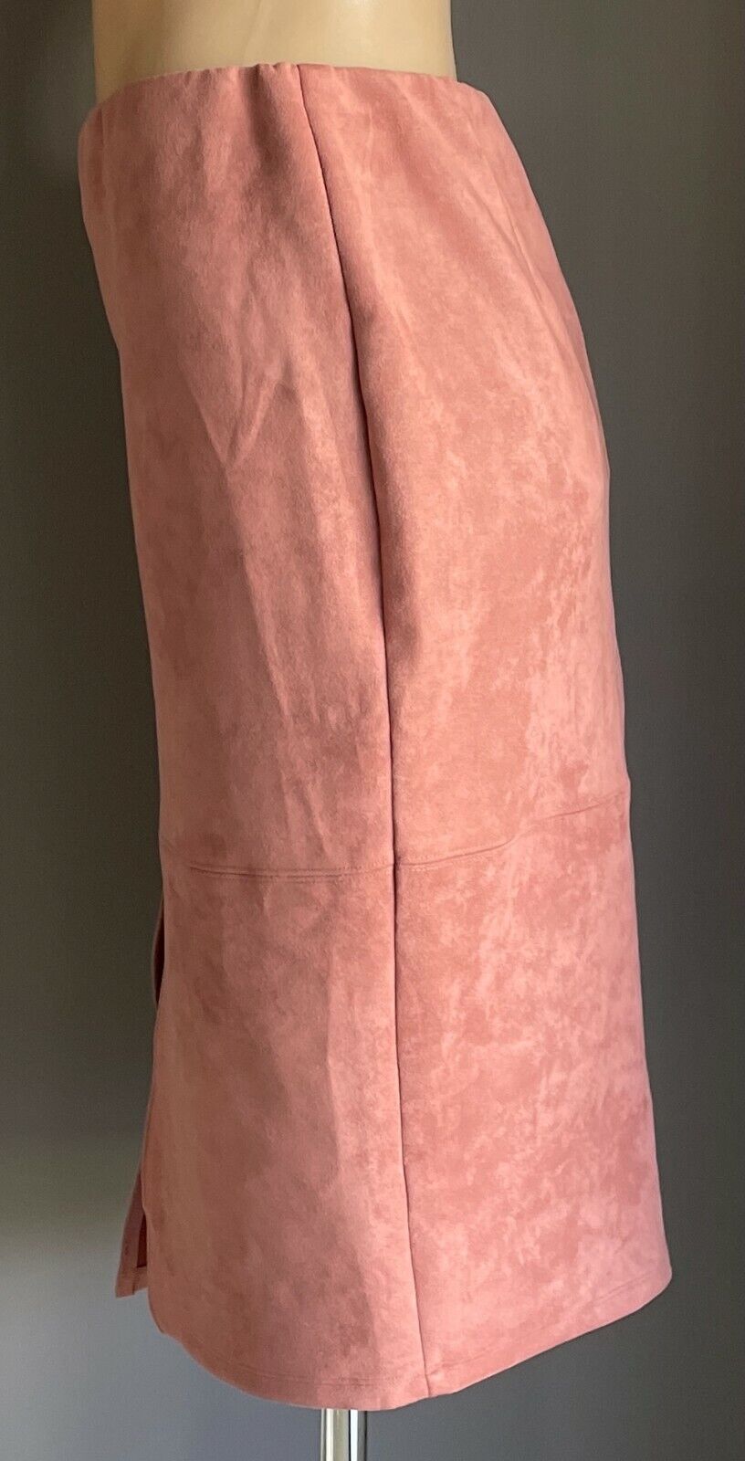 GLAMOROUS Knee Length Skirt Dusty Pink Suedette Stretch Straight Size L 12 New