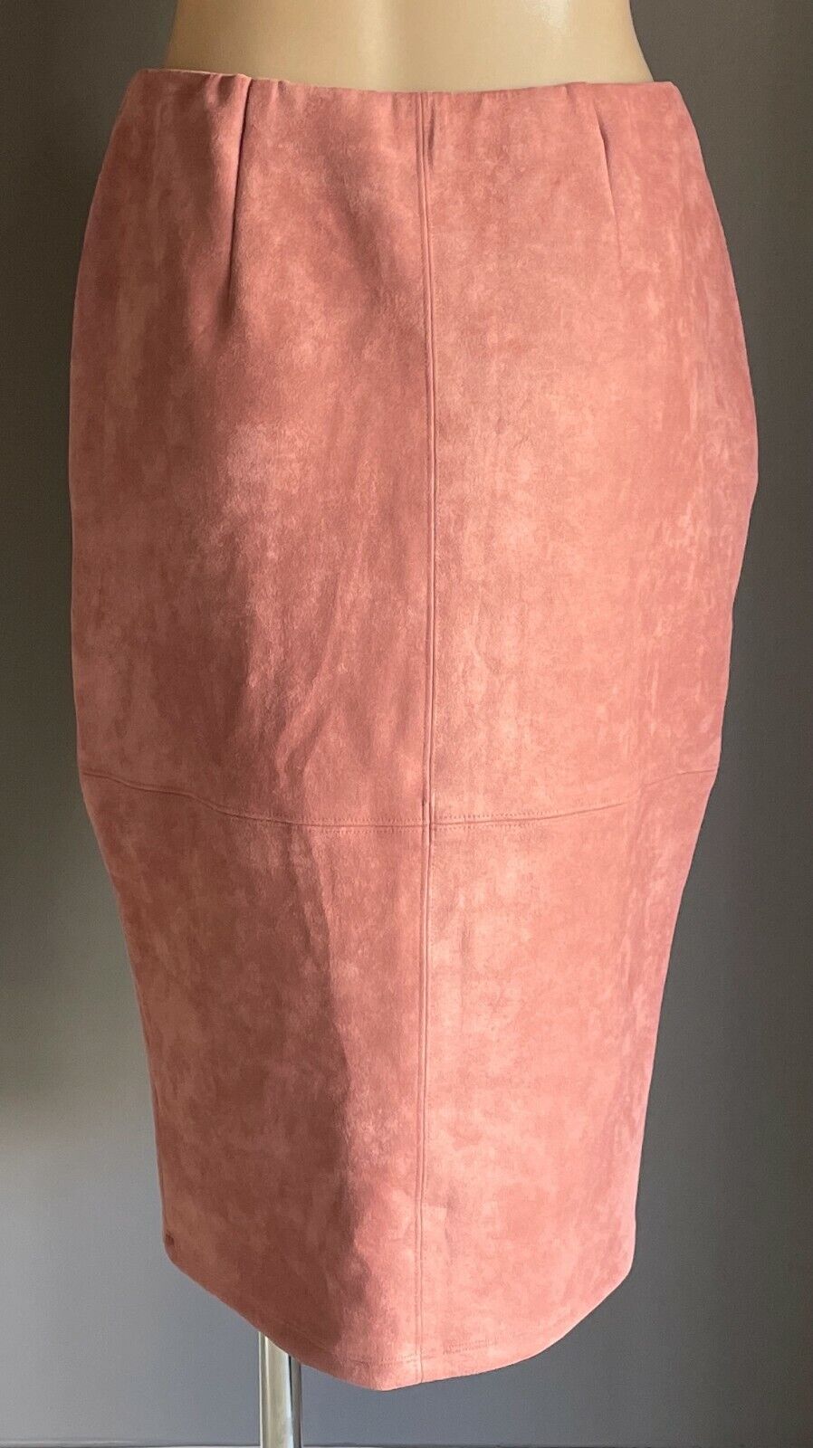 GLAMOROUS Knee Length Skirt Dusty Pink Suedette Stretch Straight Size L 12 New