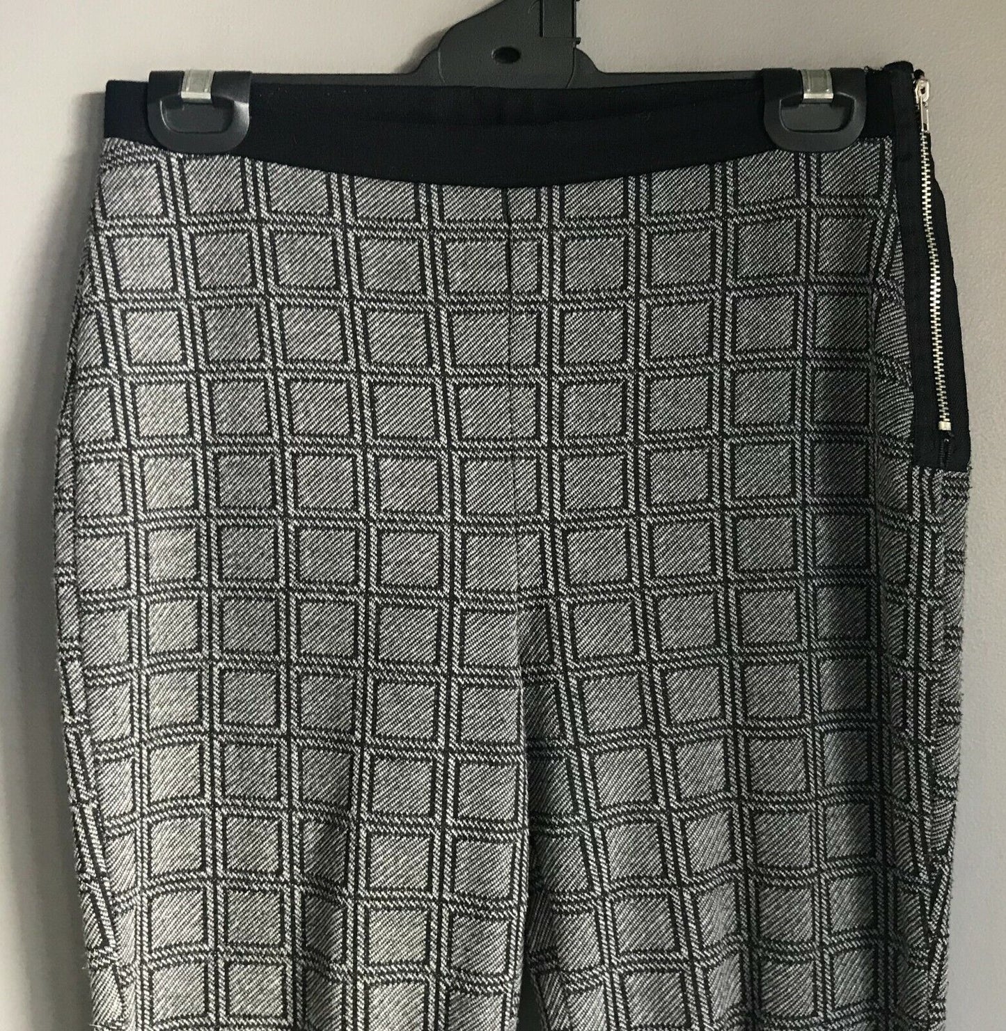 TOPSHOP Skinny Leg Jeggings Grey & Black Check Print Stretch Pants Size 12