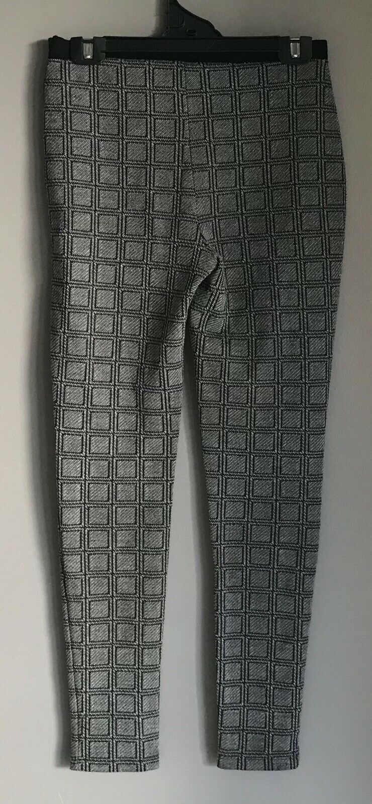 TOPSHOP Skinny Leg Jeggings Grey & Black Check Print Stretch Pants Size 12