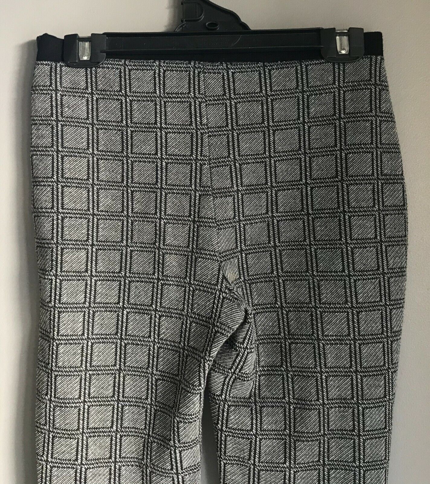 TOPSHOP Skinny Leg Jeggings Grey & Black Check Print Stretch Pants Size 12