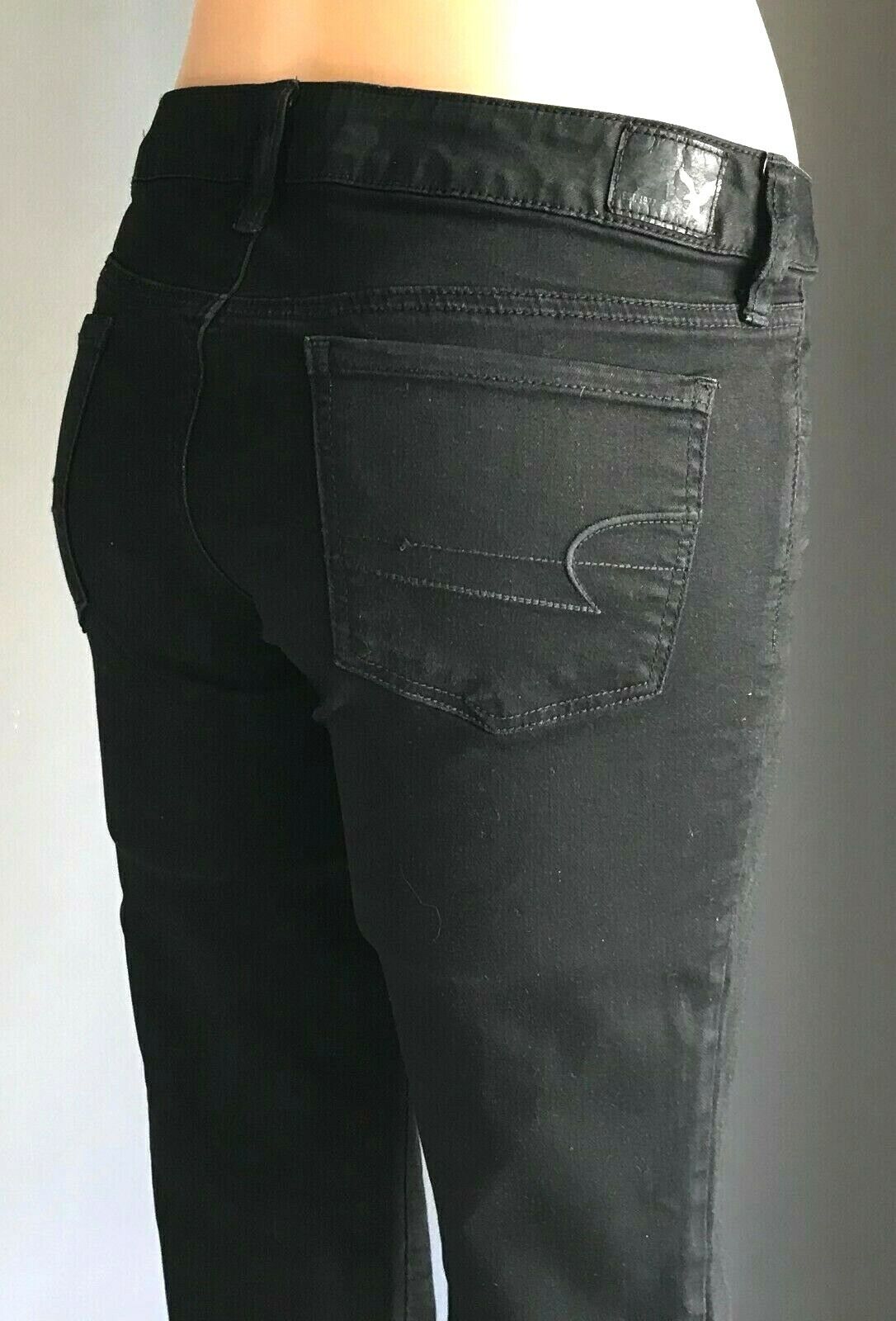 AMERICAN EAGLE OUTFITTERS Black Denim Jeans Jeggings  "Super Stretch" Size 10