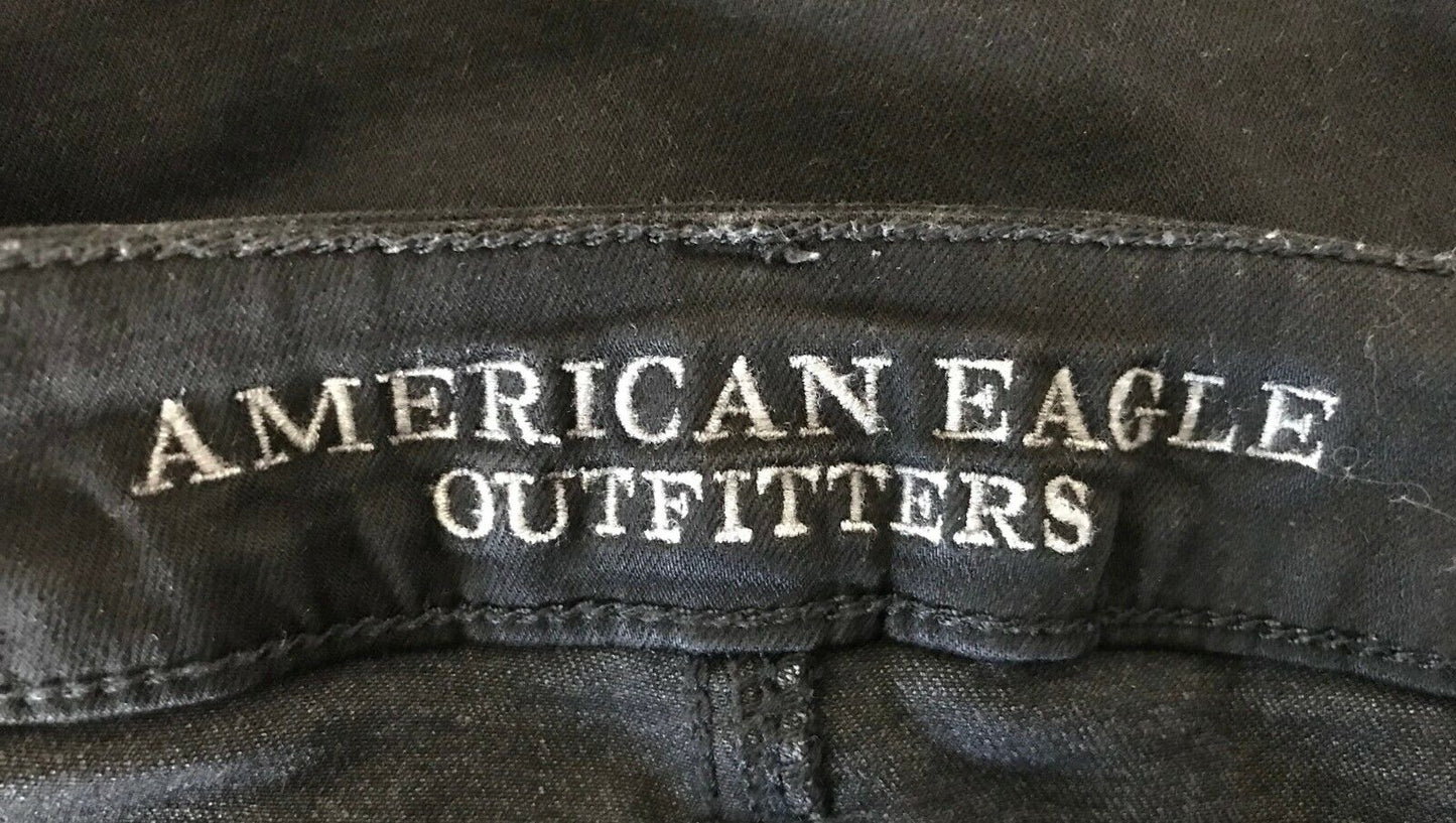 AMERICAN EAGLE OUTFITTERS Black Denim Jeans Jeggings  "Super Stretch" Size 10