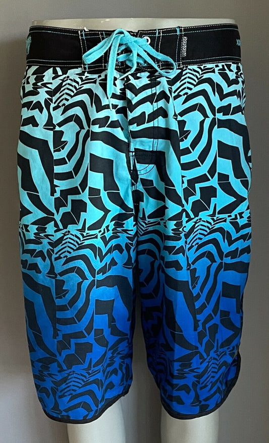 Board Shorts SALTWATER SURF Blue & Black Print Swim Mens Size 97 38 Waist NEW