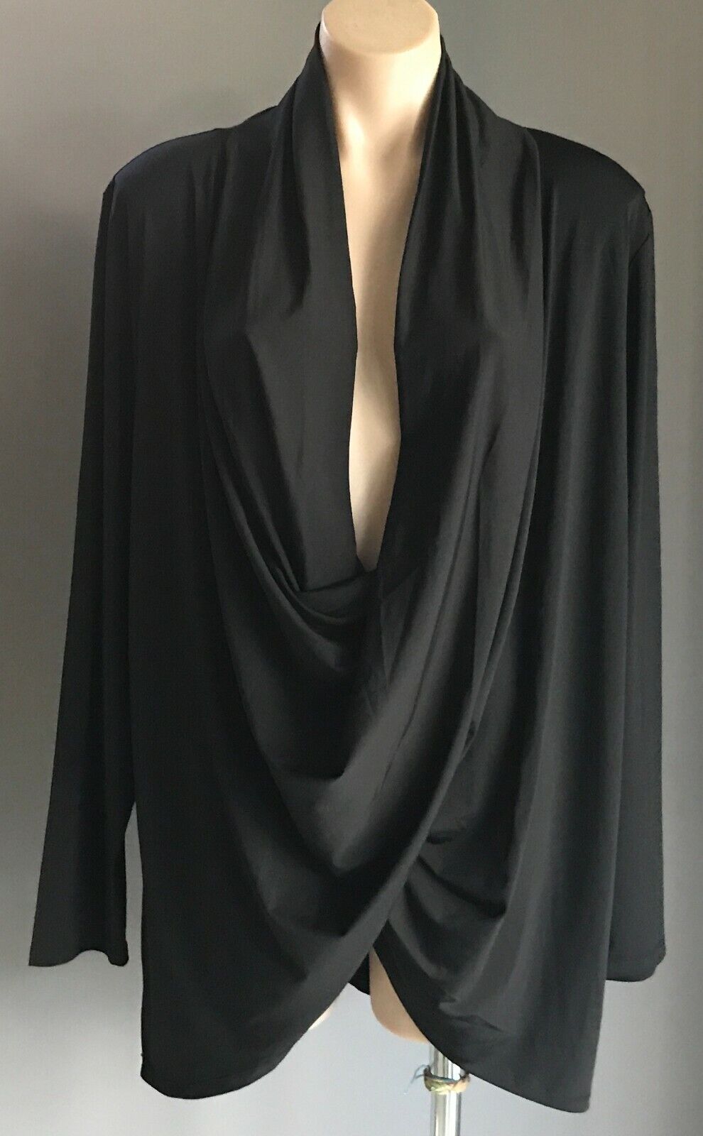 SARA Cardigan Black Drape Twist Front Long Sleeve Blouse Plus Cardi Size 24 New